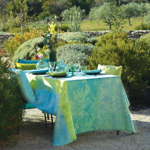 Nappe carrée antitache déperlant pur coton vert 115x115 cm