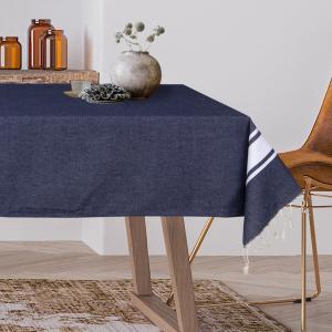 Nappe carrée coton bleu jean 170x170