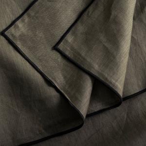Nappe carrée en Coton Kaki grisé et bourdon noir 170x170 cm…