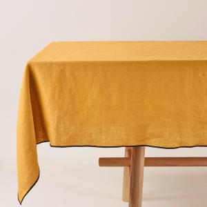 Nappe carrée en lin jaune 170x170 cm