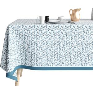 Nappe Coton Anti Tache 140x200 Fleurs Des Champs Bleu