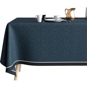 Nappe Coton Anti Tache 140x250 Chambray Bleu