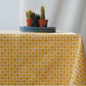 Nappe coton enduit jaune carrée 160 x 160 cm