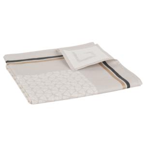 Nappe en coton  enduite à motifs beiges et gris anthracite…