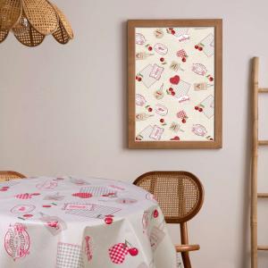 Nappe en toile cirée ronde beige D. 150 cm