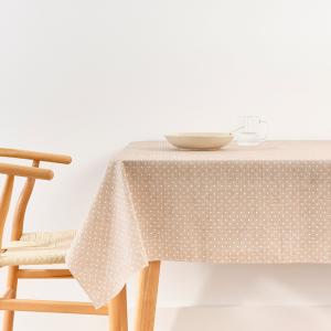 Nappe enduite anti-taches 100% coton beige 300x100 cm