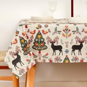 Nappe enduite antitache Muaré Merry Christmas 140 x 140 cm