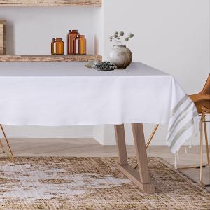 Nappe lurex coton blanc / argent 150x250