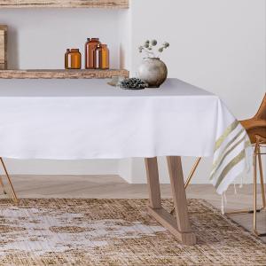 Nappe lurex coton blanc / or 150x250