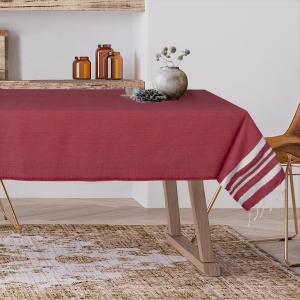 Nappe lurex coton rouge / argent 150x250