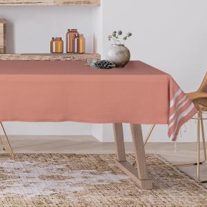 Nappe lurex coton terracotta / argent 150x250