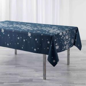 Nappe rectangle antitache flocons bleu 150 x 240 cm