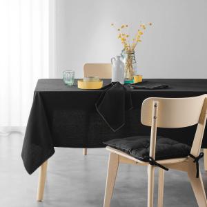 Nappe rectangulaire en coton recyclé noir 140 x 240 cm