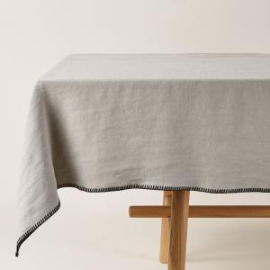 Nappe rectangulaire en lin beige 140x250 cm