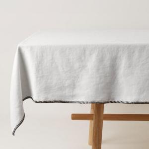 Nappe rectangulaire en lin blanc 140x250 cm