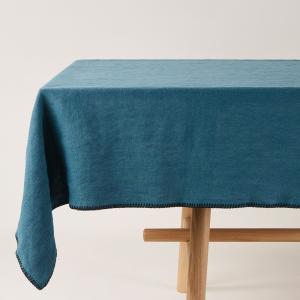 Nappe rectangulaire en lin bleu 140x250 cm