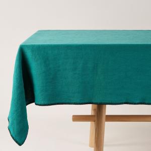 Nappe rectangulaire en lin bleu 140x320 cm