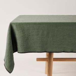 Nappe rectangulaire en lin vert 140x250 cm