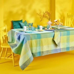 Nappe rectangulaire  pur coton bleu 155x225cm