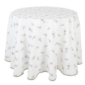 Nappe ronde 100% coton blanc olives 170cm