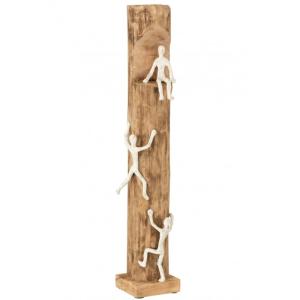 Objet déco 3 grimpeurs en Bois Naturel 16x16x73cm