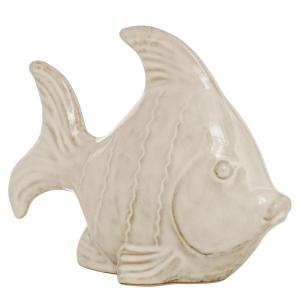 Objet décoratif à poser céramique beige poisson 24x10x18cm…