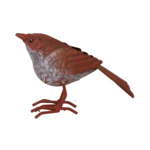 Oiseau en métal rouge et orange 16 x 4.5 x 10 cm