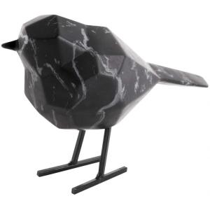 Oiseau en résine noir effet marbre origami petit modèle