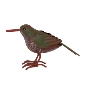 Oiseau métal gris et vert 18 x 4.5 x 10 cm