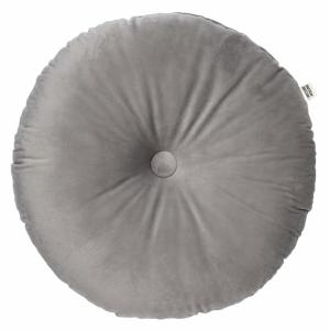 OLLY - Coussin Ø38 cm - Rond velours - Micro Chip - Gris