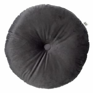 OLLY - Coussin rond en velours Charcoal Gray 40 cm