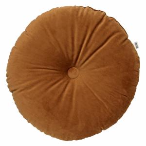 OLLY - Coussin rond en velours Tobacco Brown 40 cm