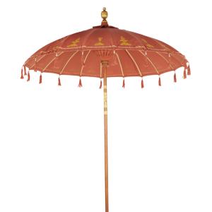 Ombrelle 2x2m en coton terracotta motifs dorés