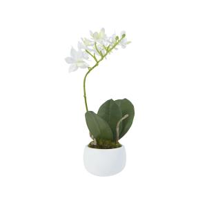 Orchidée en pot artificielle blanche H23