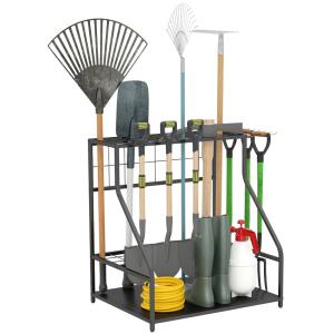 Organiseur d'outils de jardin 3 niveaux métal orange