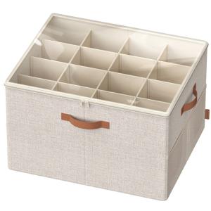 Organiseur de chaussures pour 16 paires avec poignées beige…