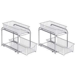 Organiseur de cuisine lot de 2 acier empilable argent