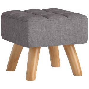Ottoman pieds en bois tissu gris