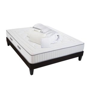 Pack  140x190 cm  Matelas   Sommier Bois   Accessoires