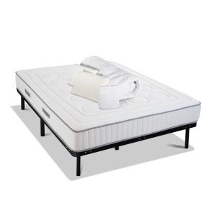 Pack  140x190 cm  Matelas   Sommier Métal   Accessoires