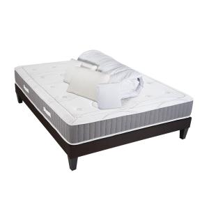 Pack  180x200 cm  Matelas   Sommier Bois   Accessoires