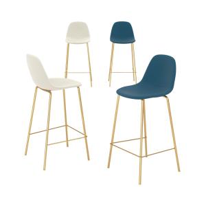 Pack 4 chaises pour îlot central blanches et bleues 65 cm