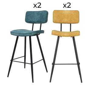 Pack 4 chaises pour îlot central bleues et jaunes 66 cm