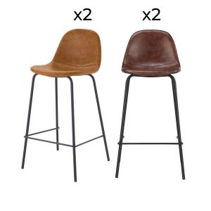 Pack 4 chaises pour îlot central camel et marron 65 cm