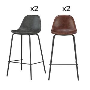 Pack 4 chaises pour îlot central marron et gris/noir 65 cm