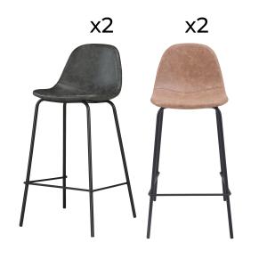 Pack 4 chaises pour îlot central taupe et gris/noir 65 cm