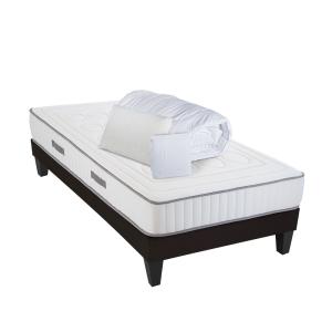 Pack  90x190 cm  Matelas   Sommier Bois   Accessoires