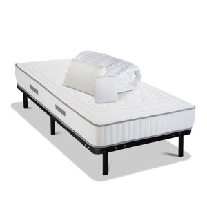 Pack  90x190 cm  Matelas   Sommier Métal   Accessoires