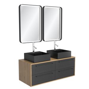 Pack avec meubles de salle de bains avec 2 vasques et 2 mir…