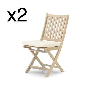 Pack de 2 chaises de jardin pliantes en bois avec coussins…